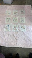 HAND SEWN BABY QUILT -42 x 52 IN