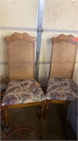 2 CANE BACK PADDED DINING ROOM CHAIRS- 1 HAS TEAR
