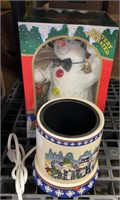 Warmer pot and battery operated snowman