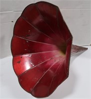 Antique Phonograph Horn-Red w/Flower Like