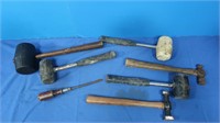4 Rubber Mallets-Asst Sized, 2 Hammers, 1