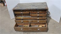 Antique Trunk Organizer, Wood Drawers, Contents