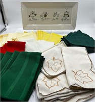 Christmas tray & vintage napkins