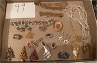 Assorted Costume Jewelry Lot Brooches Clip Ons
