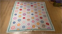 Vintage Patchwork Hexagons Quilt