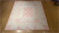 Vintage White w/ Pink Embroidery Quilt