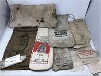 Lot of Vintage Burlap & Cloth Bags Lead Shot