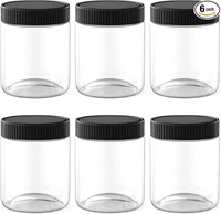 8 Oz Clear Plastic Jars with Black Lids