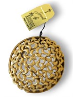 trifari normandy round gold color brooch