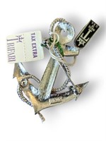 Trifari anchor shape pin flat silver color
