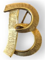 trifari pin shape of B gold toned
