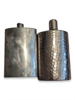 (2) flasks one plain one is hammered