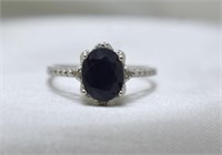 Sterling Silver Dark Blue Gemstone Ring