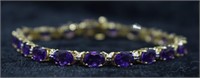 Gold-tone Sterling Purple Gemstone Bracelet