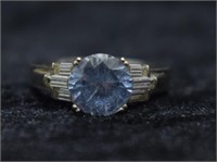 Sterling Silver Light Blue & White Gemstone Ring