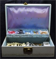 Vintage Jewelry Case w/ Costume Fashion Jewelry
