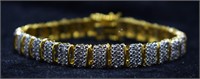 Gold-tone Sterling White Gemstone Bracelet