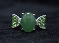 Sterling Silver Green Gemstone Ring