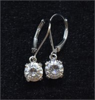 Sterling Silver White Gemstone Earrings