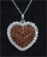 Sterling Silver Red & White Gemstone Necklace