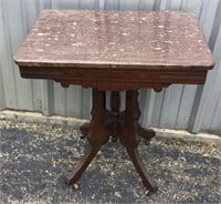 ANTIQUE MARBLE TOP TABLE ON CASTERS