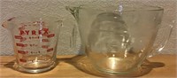 2 VINTAGE PYREX GLASS MEASURING CUPS