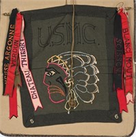 WWI USMC TRENCH ART BLANKET W INDIANHEAD MEDALS