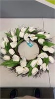 White tulip wreath retails $20