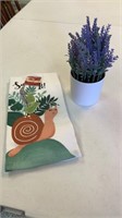 Snail towel and lavender pot