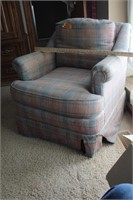 Plaid Upholstered Arm Chair