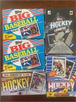 5 unopened Boxes of Hockey & Baseball Cards