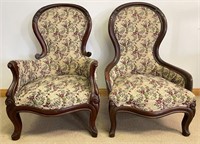 GREAT PAIR OF VICTORIAN HIS & HER ACCENT CHAIRS