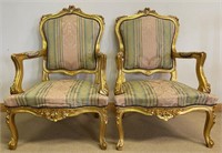 EXCEPTIONAL HIGHLY CARVED FRENCH GILDED ARMCHAIRS