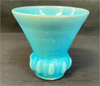 DESIRABLE SIGNED DEICHMANN POTTERY TEAL VASE