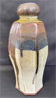 NICE STAMPED POTTERY VASE W UNIQUE FINISH