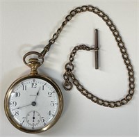 ANTIQUE DOUBLE DIAL POCKET WATCH W WATCH FOB