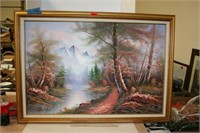 M. Scott Mountain /Lake Framed Painting