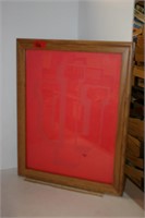 IU Framed Sketched Glass w/Red Background