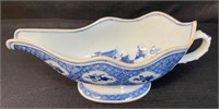 ANTIQUE CHINESE BLUE & WHITE PORCELAIN SAUCE BOAT