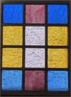 GREAT STAINED GLASS WINDOW W 15 SQUARE PANES
