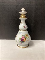 Vtg Porcelain Floral Pattern Bottle with Stopper