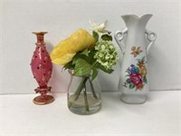 Bud Vases and Artificial Arrangement