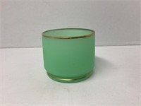 Antique Uranium Glass Green Dish with Gold Trim
