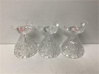 Three Hofbauer Crystal Bird Mini Candlesticks