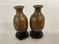 Pair of Miniature Hand Painted Vases