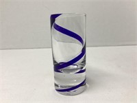 Clear Shot Glass with Cobalt Blue Swirl