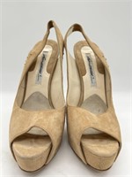 Brian Atwood Neutrals Suede Slingback Pumps