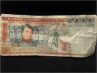 5000 PESO MEXICO BANKNOTE 1983 NINOS HEROES S