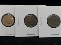 Three Antique Indian Head Penny coins