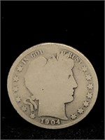 Antique 1904 Barber Silver Half Dollar coin